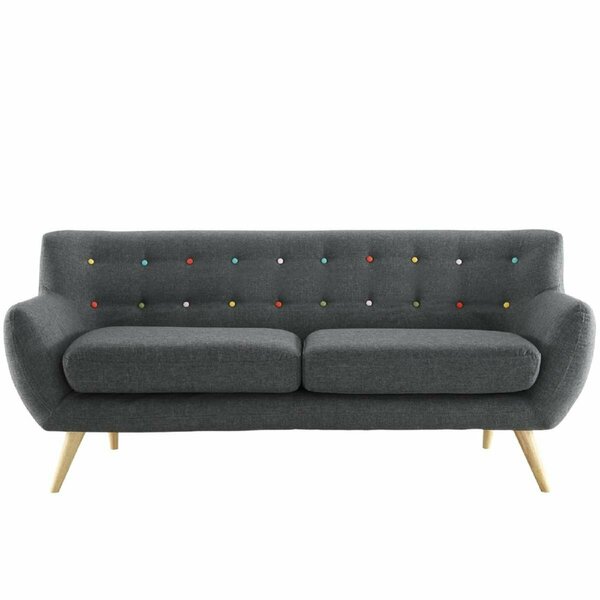 Primewir Remark Sofa in Tufted Gray Fabric with Natural Finish Wood Legs EEI-1633-GRY